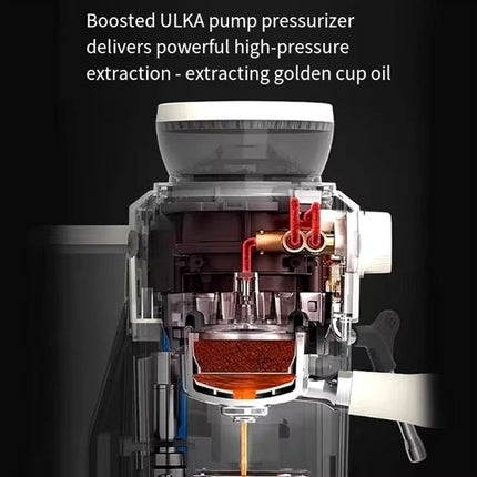 1350W Espresso Coffee Maker with Built-In Grinder, 20 Bar Pressure and 1.5L Capacity