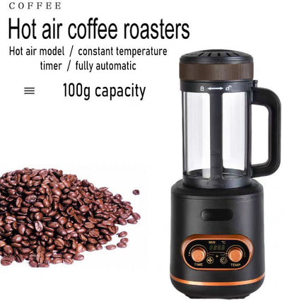 Portable Electric Coffee Bean Roaster 100g with Adjustable Time & Temperature Controls