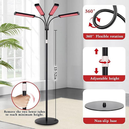 Adjustable Multi-Head Red Light Relaxation Floor Lamp with Stand – Professional Home Recovery & Skin Care System