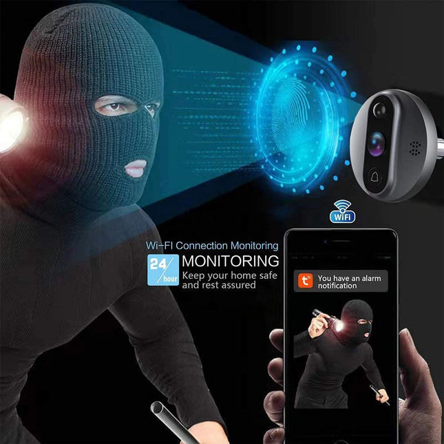 Cordless WiFi Video Doorbell Camera with 4.3 Inch Monitor, 3MP HD, Two-Way Audio & PIR Motion Detection