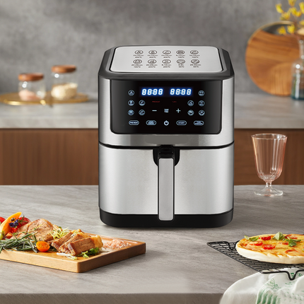 10 Liter Multi-Function Air Fryer Oven for Kitchen Counter with Steel Finish & Viewing Door