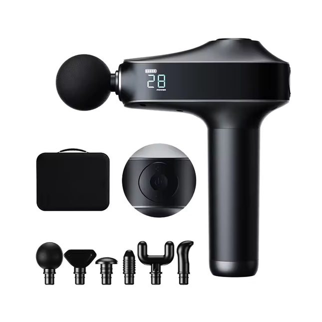 Cordless Rechargeable Massage Gun with 30 Speed Levels and 6 Massage Heads