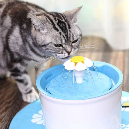 1.6L Flower Pet Water Fountain with LED Light and Silent Adjustable Pump