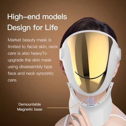 Portable LED Photon Relaxation Mask with Neck Panel 4 Light Modes White