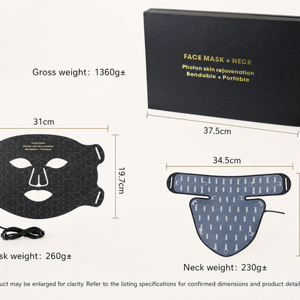 480-LED Face & Neck Skincare Light Mask, 4 Wavelengths with Timer & Remote