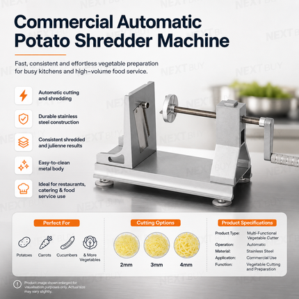 Commercial Automatic Potato Shredder Machine Stainless Steel Vegetable Cutter for Restaurant Use