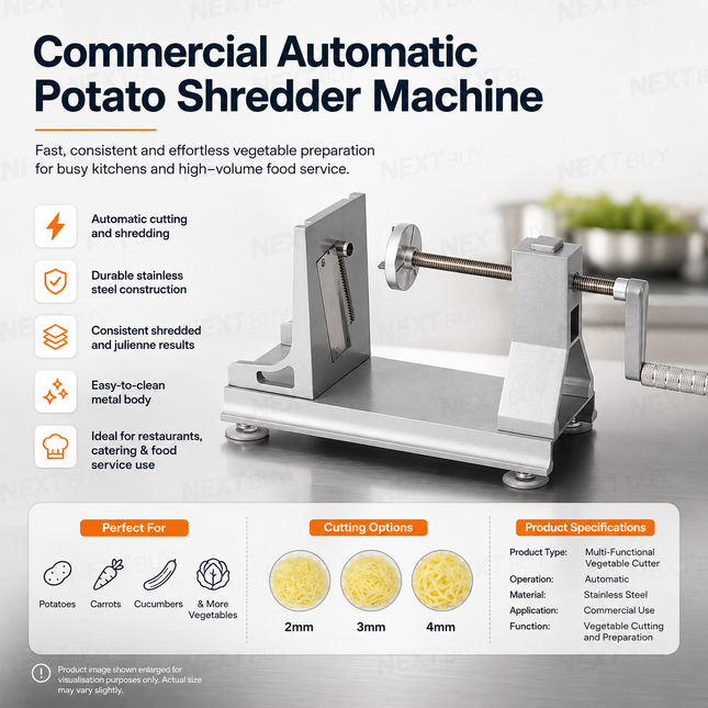 Commercial Automatic Potato Shredder Machine Stainless Steel Vegetable Cutter for Restaurant Use