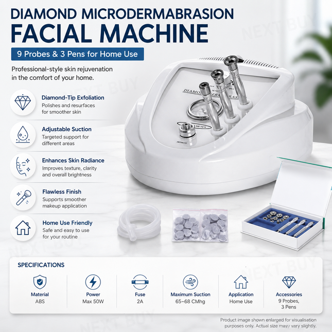 Diamond Microdermabrasion Facial Machine with 9 Probes and 3 Pens for Home Use