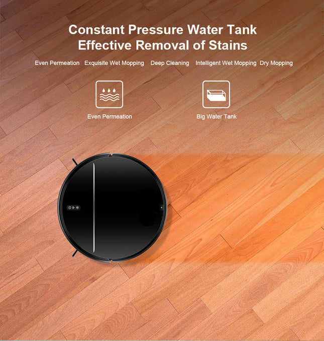 Smart Robot Vacuum Cleaner with 2D Mapping, Wet & Dry Mopping, 5200mAh Battery – Black