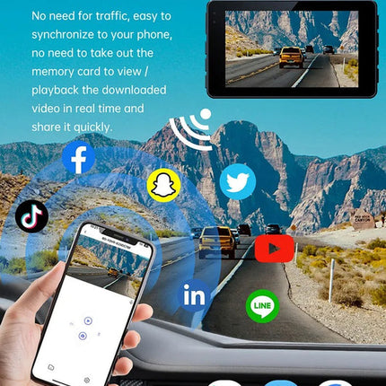 Dual Lens 4K Car Dash Camera with Wi-Fi and Night Vision – Black