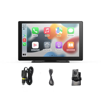 9-Inch Smart Car Display with Wireless CarPlay, Front & Rear Cameras, and Reverse Support