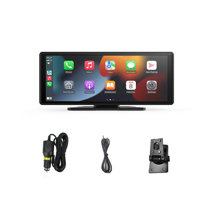 9-Inch Smart Car Display with Wireless CarPlay, Front & Rear Cameras, and Reverse Support