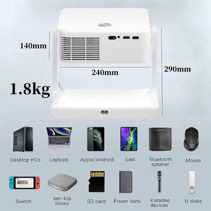 Portable Smart Projector with Auto Focus, WiFi Connectivity and Full HD Resolution