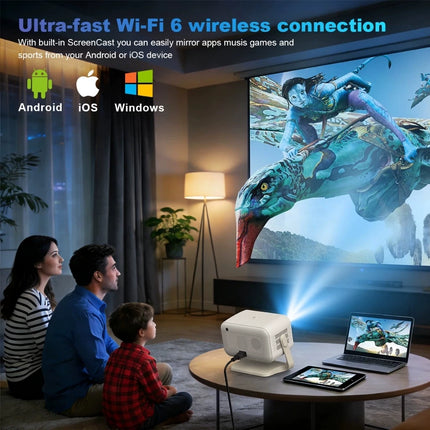 Home Use 1080P Smart Projector with Auto Focus, Wi-Fi, Digital Keystone Correction