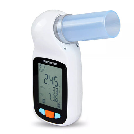 Portable Bluetooth Lung Function Tester with Memory Storage for Personal & Clinical Monitoring – White