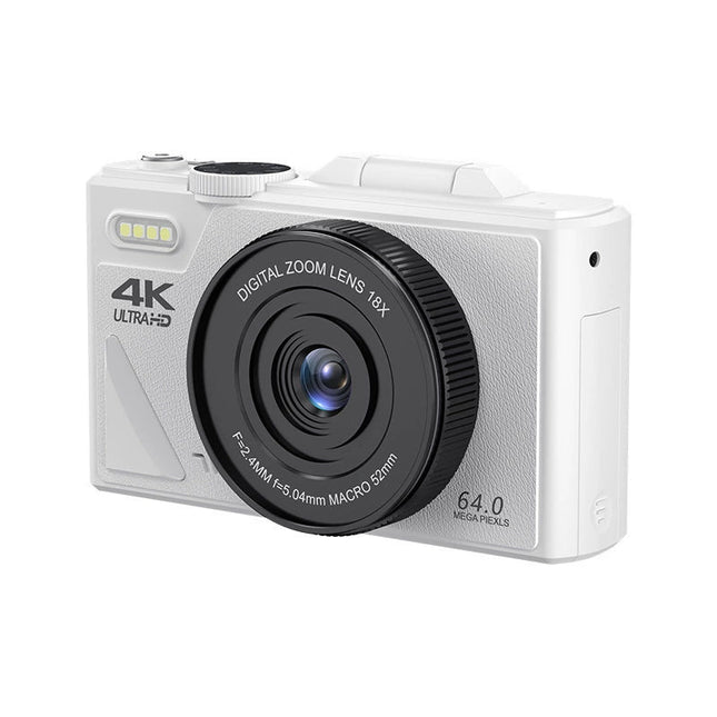 Professional 4K Wireless Digital Camera with Flip-Out Screen Portable CMOS Vlogging Camera – White