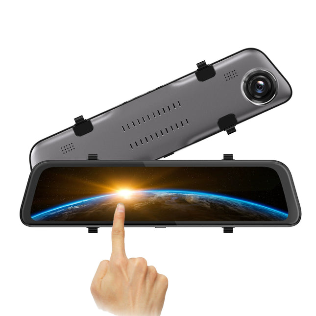 12 Inch Full Screen Rear View Mirror Camera Recorder with Touch Display and Parking Monitoring