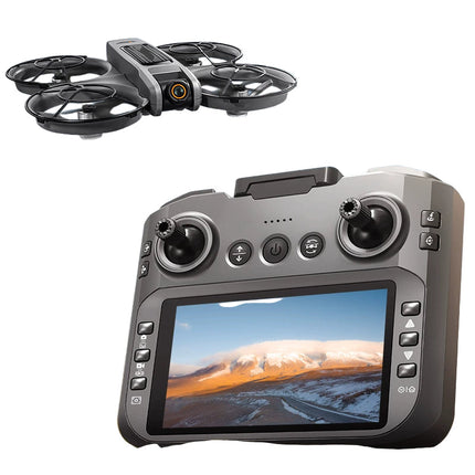 Compact HD Camera Drone with Built-In 4.5" Screen Controller and Smart Flight Controls – Black