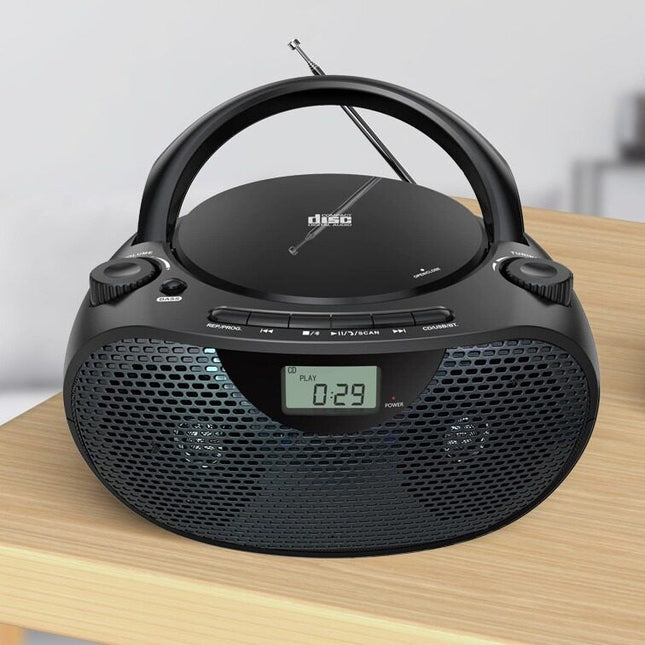 Portable CD Player with Bluetooth, USB & AUX Input, FM/AM , LCD Display, Black