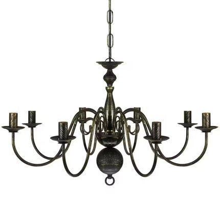 8 Light Antique Black Metal Chandelier Classic Ceiling Pendant