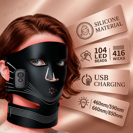 Red Light & Near-Infrared LED Facial Mask – 104 LEDs for Face & Neck Rejuvenation, Wireless Silicone Design