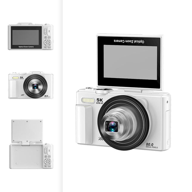 5K Digital Camera with 80MP HD Resolution, 12X Optical Zoom, Autofocus and WiFi