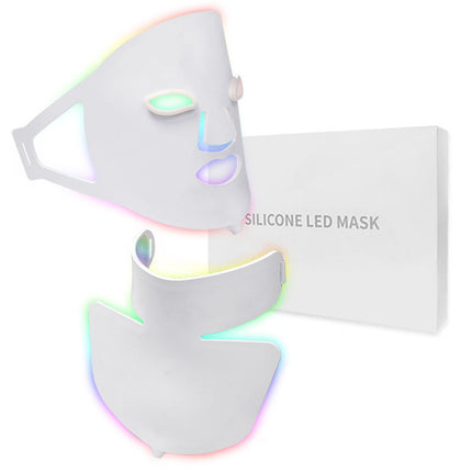 7 Colour LED Silicone Facial Mask – Rechargeable Light Relaxation Skin Care Device with Adjustable Intensity, 105 LEDs