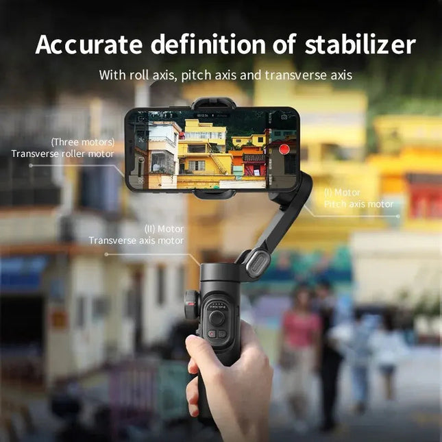 AI-Powered 3-Axis Phone Stabilizer with Auto Face Follow & Wireless Remote Control