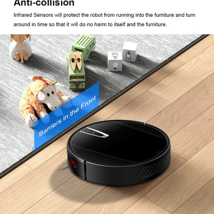 Cordless Smart Robot Vacuum Cleaner with App Control, Double Brushes, Wet & Dry Cleaning, 0.6L Dust Tank – Black