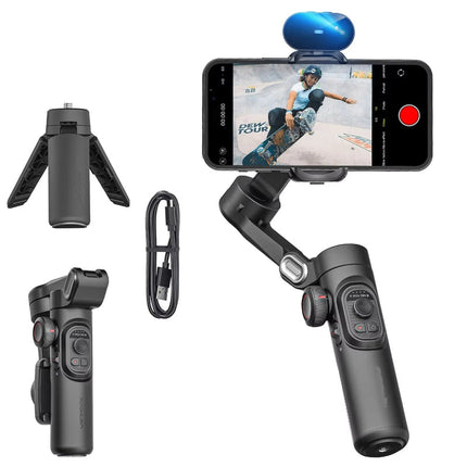 AI-Powered 3-Axis Phone Stabilizer with Auto Face Follow & Wireless Remote Control