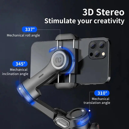 AI-Powered 3-Axis Phone Stabilizer with Auto Face Follow & Wireless Remote Control