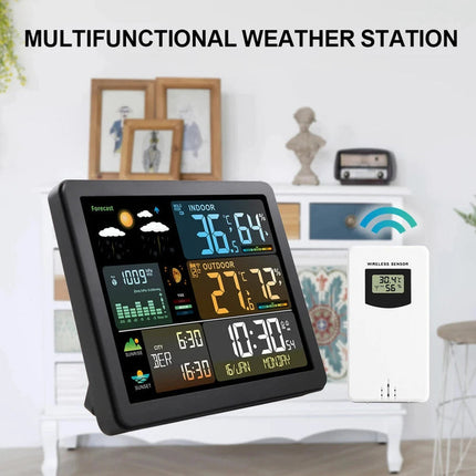 Smart Indoor & Outdoor Weather Display with Dual Alarm Clock, Lunar Data, and Wireless Sensors