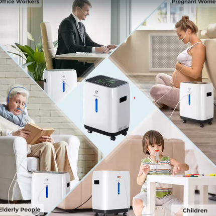 Compact Home Oxygen Unit 2–10L with Nebulizer Touch Display Optional Battery Support White