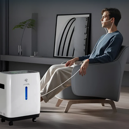 Compact Home Oxygen Unit 2–10L with Nebulizer Touch Display Optional Battery Support White