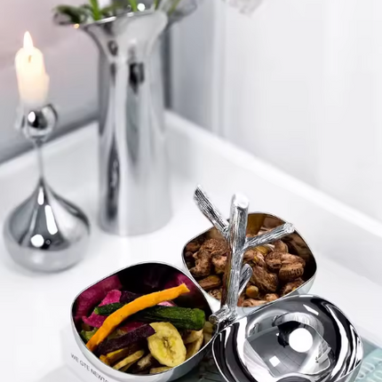 Solid Walnut Snack and Fruit Tray with Three Compartments for Home and Dining