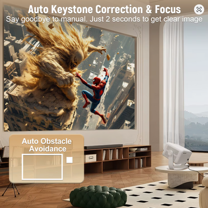 Smart Android 14 Home Projector with Full HD Output, Auto Calibration & Flexible Mounting
