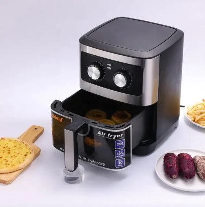 10 Liter Multi-Function Air Fryer Oven for Kitchen Counter with Steel Finish & Viewing Door
