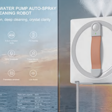 Cordless Window Vacuum Cleaner with Auto Water Spray and Intelligent Navigation