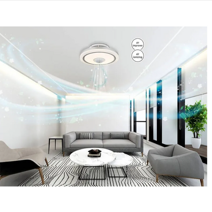 Bladeless LED Light Fan with HEPA H11 Air Purification, Plasma Ion & 5.7m/s Airflow