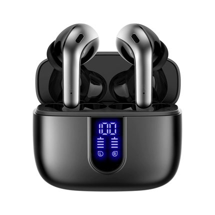 Portable Bluetooth 5.3 TWS Earbuds with Metal Charging Case, Hi-Fi Stereo, Waterproof