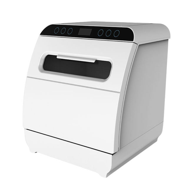Space-Saving Countertop Dishwasher with Hot Air Drying and Dual Spray Arms