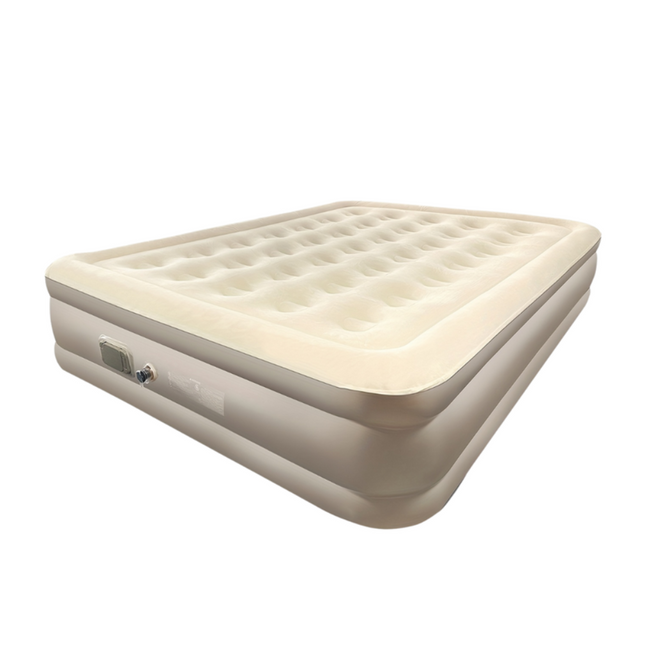 Portable Queen Inflatable Air Mattress with Built-In Pump – Flocked PVC Air Bed for Indoor & Outdoor Use