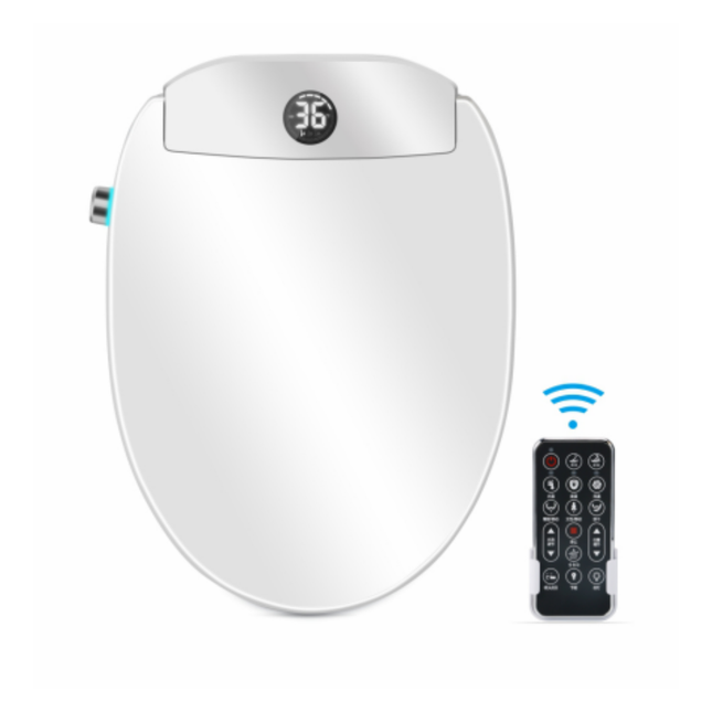 Smart Bidet Toilet Seat with Heated Seat, Auto Open/Close, Night Light, and Remote Control