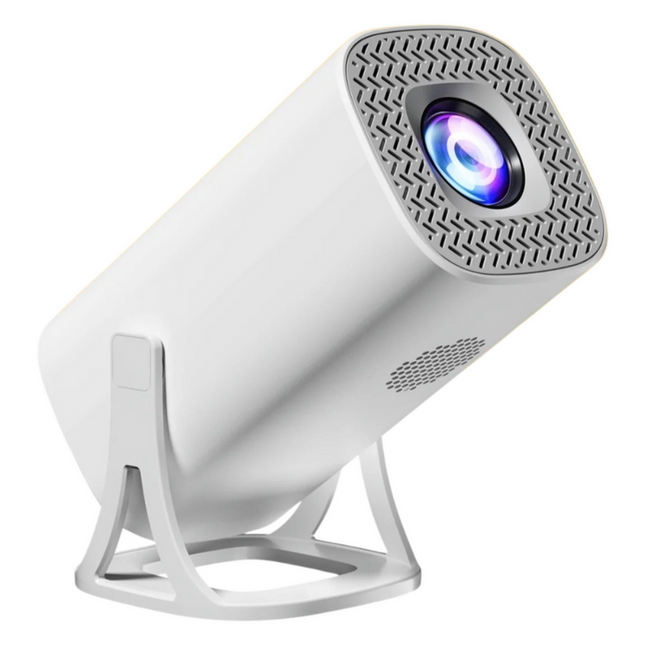 Mini WiFi Home Projector with Android 11, Auto Keystone & 8GB Storage – White
