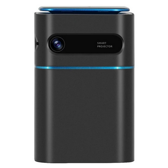 Compact Portable Smart Projector with Android 9.0, 120 ANSI Lumens, Keystone Correction – Black