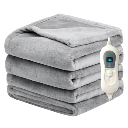 180 x 130cm Double Flannel Electric Heating Throw Blanket with Manual Control Grey