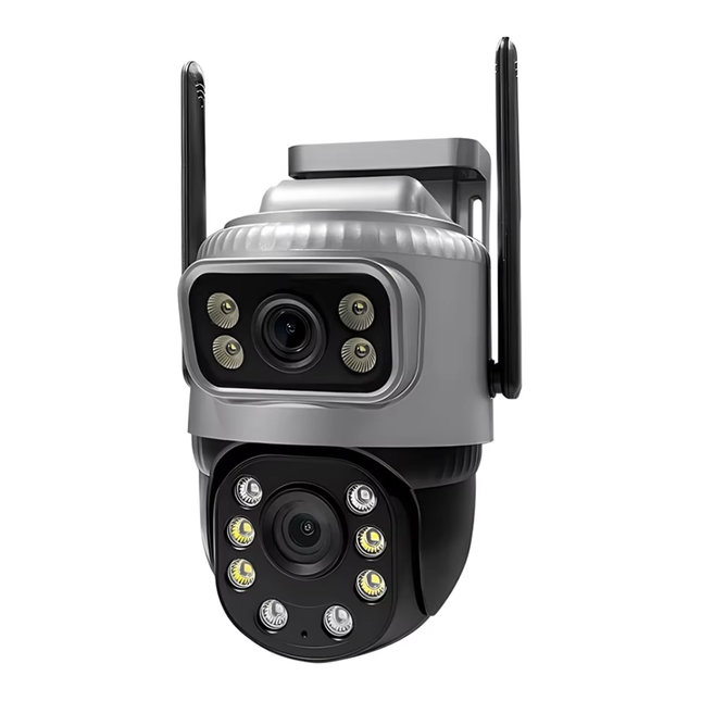 4G Wireless Dual Lens CCTV Security Camera IP65 Night Vision Pan Tilt Control
