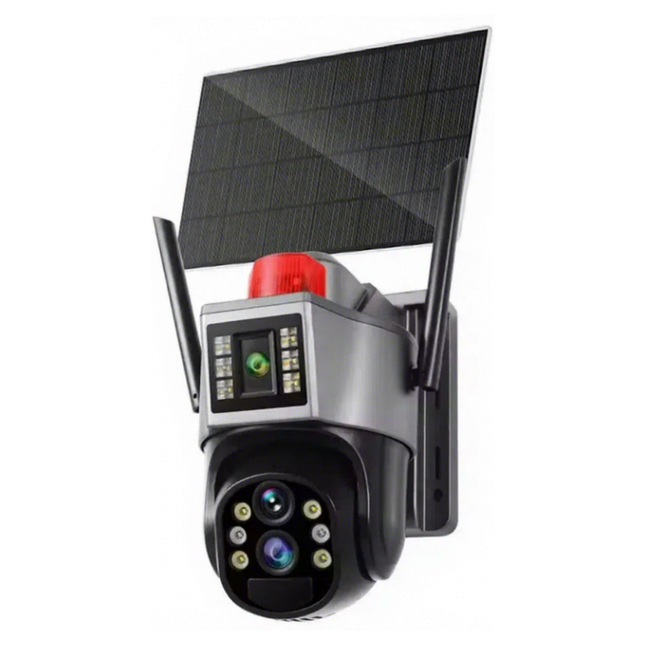 Solar-Powered 6MP PTZ Security Camera with Triple Lens System, 4G/WiFi Access & 10X Zoom