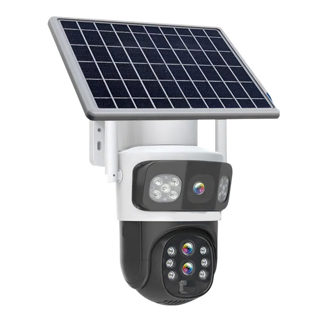 Solar-Powered 3K Smart Surveillance Camera with Triple View, Pan-Tilt Control & 4G/WiFi