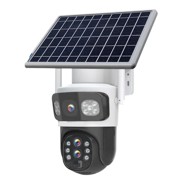 Solar-Powered 3K Smart Surveillance Camera with Triple View, Pan-Tilt Control & 4G/WiFi